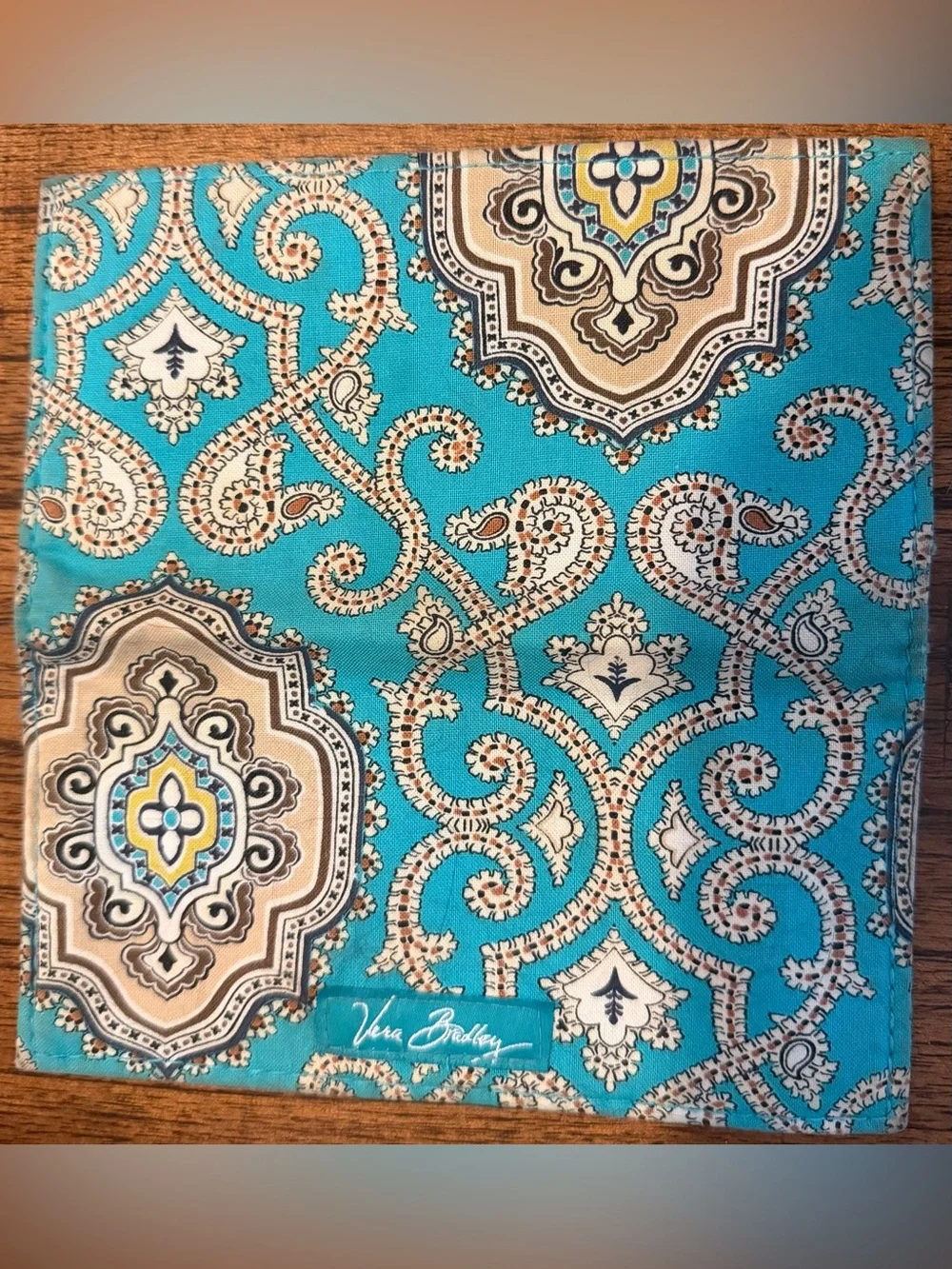 Vera Bradley Totally Turq Retired Turquoise Paisley Quilted Wallet